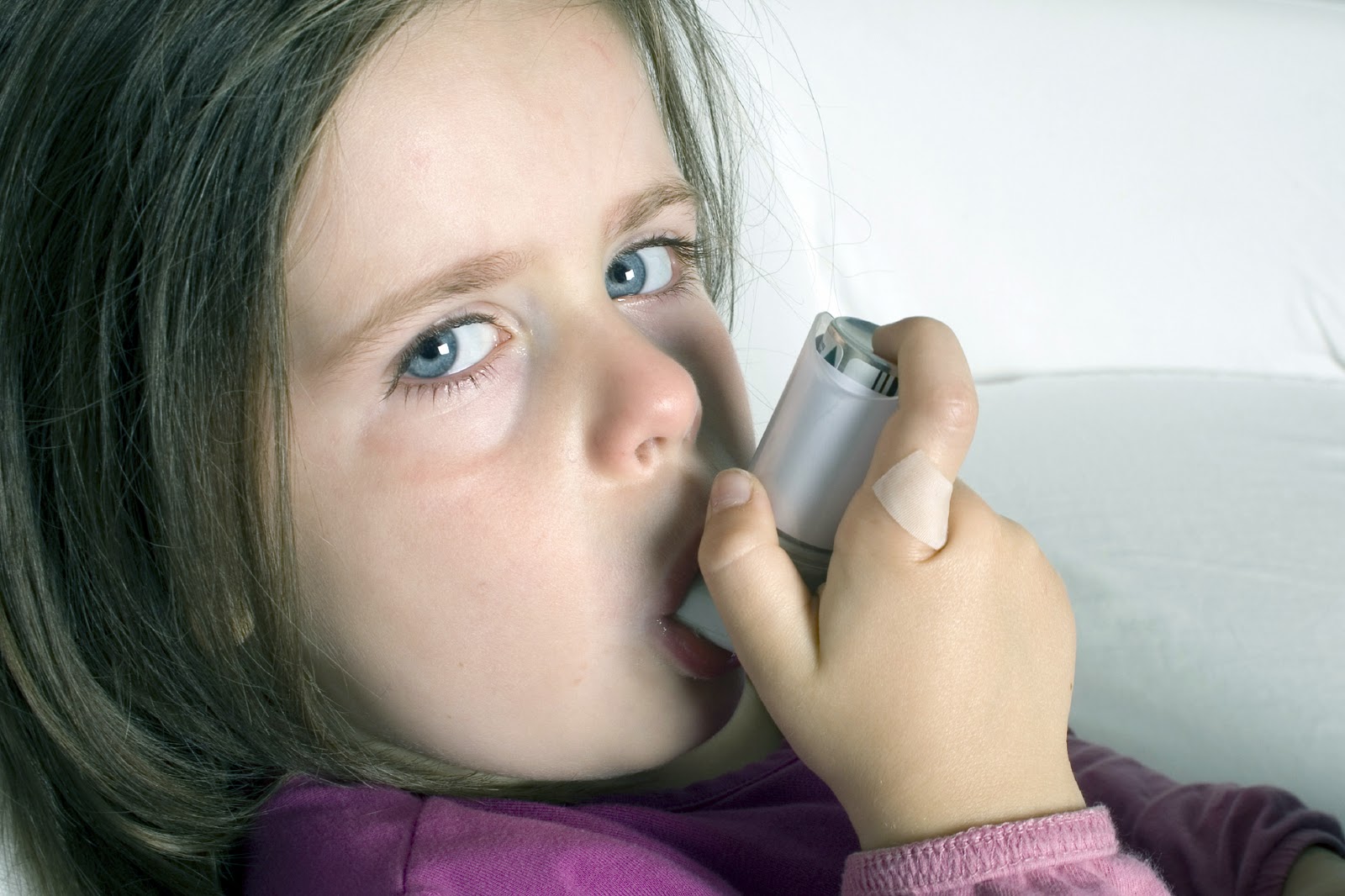 Girl using and Asthma Inhaler